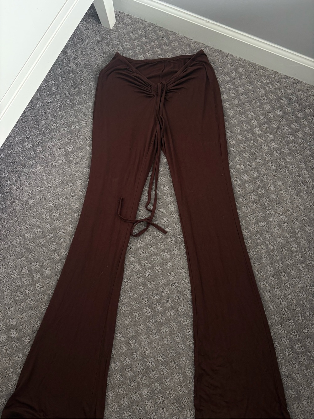 Women's Brown Drawstring Flared Lounge Pants Size Small